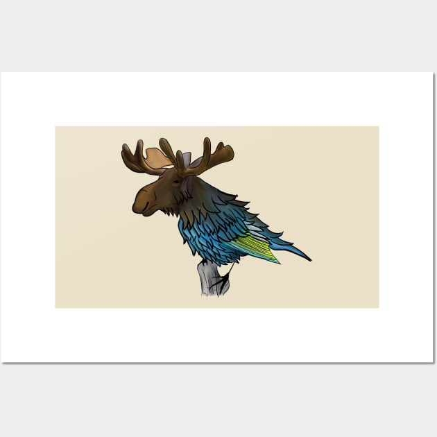Birdy Moose Wall Art by Ednathum